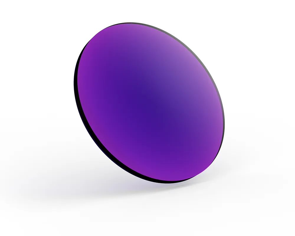 Product photo featuring our high-quality 2RX shooting glasses lens in the captivating Deep Purple color. This lens exemplifies excellence, crafted to deliver top-notch optical performance and precision for shooters. With its advanced design ensuring crystal-clear vision, it's the indispensable choice for those seeking unparalleled shooting eyewear. Ideal for medium to bright light conditions in Sporting, Trap, Skeet, and Hunting disciplines, our Deep Purple lens enhances target contrast while neutralizing green and brown backgrounds, providing reliable performance in various lighting scenarios.